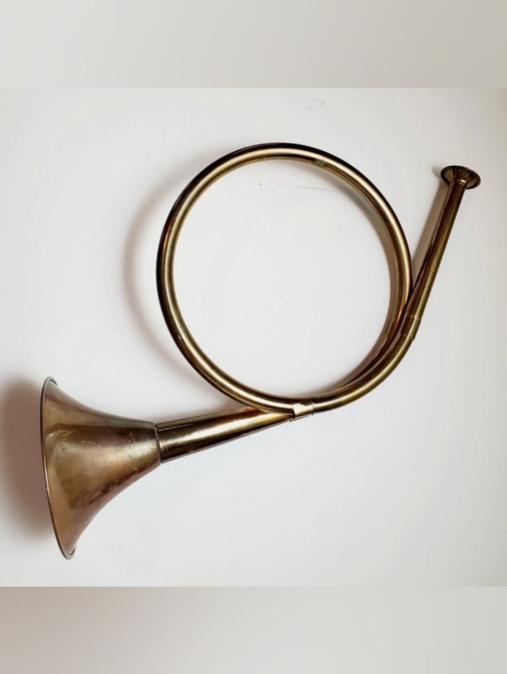 Vintage 10" Brass Hunting Horn Wall Hanging Christmas Decor Made In India